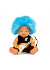 Punkçı Bebek Figürü 25 cm - Mavi Saçlı