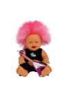 Punkçı Bebek Figürü 25 cm - Pembe Saçlı