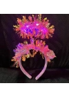 Püsküllü Led Işıklı Parlak Hologramlı Taç Pembe
