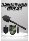 Pusulalı Katlanabilen Portatif Çantalı Mini Kazma Kürek Seti