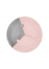  Puzzle Vakum Tabanlı Silikon Tabak Pinky Pink / Powder Grey