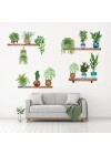 Raflı Saksılı Çiçek Tasarımlı Yapışkanlı Sticker MC-480B