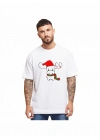 Ren Geyiği baskılı Noel İçin T-shirt - Beyaz -
