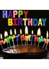 Rengarenk Happy Birthday Yazılabilen Doğum Günü Mumu