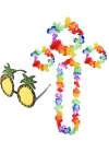 Renkli Ananas Gözlük, Taç, Kolye ve Bileklik Seti