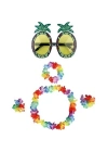 Renkli Ananas Gözlük, Taç, Kolye ve Bileklik Seti