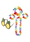 Renkli Ananas Gözlük, Taç, Kolye ve Bileklik Seti