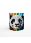 Renkli Damlaların Arasından Bakan Sevimli Panda Temalı Baskılı Kupa Bardak