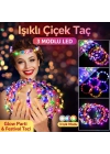 Renkli Led Çiçek Taç – 3 Işık Modlu Glow Parti Tacı
