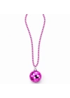 Retro Disko Topu Şekilli 80'ler 90'lar Fuşya Pembe Renk Plastik Kolye