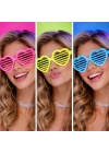 Retro Neon Fosforlu Kalp Panjur Gözlük - 12 Adet