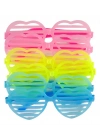 Retro Neon Fosforlu Kalp Panjur Gözlük - 12 Adet