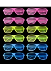 Retro Neon Fosforlu Panjur Gözlük 12 Adet – 80’ler 90’lar Parti Stili