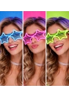 Retro Neon Fosforlu Yıldız Panjur Gözlük - 12 Adet