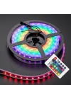 Rgb Şerit 5 Metre 16 Renkli Kumandalı Adaptörlü Çift Taraflı Bant