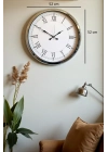 ® Roma Zarafeti Krom 52 Cm Metal Duvar Saati