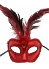 Rugan Kaplama Kırmızı Tüylü Parti Maskesi