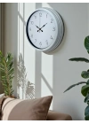 ® Sade Tasarım Beyaz 40 Cm Metal Standart Duvar Saati