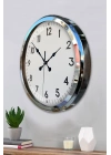 ® Sade Ve Şık Krom 52 Cm Metal Dekoratif Duvar Saati