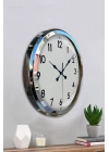 ® Sade Ve Şık Krom 52 Cm Metal Dekoratif Duvar Saati