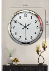 ® Sade Ve Şık Krom 52 Cm Metal Dekoratif Duvar Saati