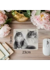 Sanatsal Ve Zarif Kedili Mousepad - 19x23 cm 2 mm Dikdörtgen İthal Baskılı Mouse Pad