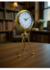 ® Saray Zarafeti Gold Tripod Üç Ayaklı Metal Masa Saati