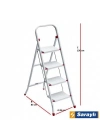 ® Saraylı Pratik Metal Merdiven Beyaz 4 Basamaklı