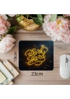 Sarı Cursive Fontlu Işıklı Mouse Pad Tasarımı - 19x23 cm 2 mm Dikdörtgen İthal Baskılı Mouse Pad