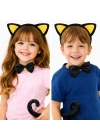 Sarı Kulaklı Kedi Kostüm Seti – Taç, Papyon, Kuyruk