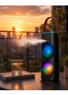Şarjlı Buharlı Serinletici Fan RGB Işıklı Çift Pervaneli Masa Fanı