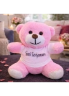 Seni Seviyorum Tişörtlü Pembe Peluş Ayıcık