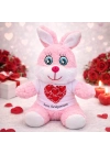 Seni Seviyorum Tişörtlü Pembe Peluş Tavşan