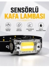 Sensör Kontrollü Şarjlı Beyaz LED Kafa Lambası ve El Feneri