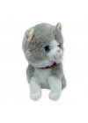 Sesli Peluş Kedi 25 cm - Gri