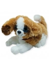 Sesli Peluş Yatan Köpek 25 cm - Kahve Beyaz