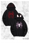 Sevgili Çift Kombini Örümcek Baskılı Kapüşonlu Sweatshirt Hoodie - Siyah