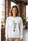 Sevgililer Günü Baskılı Oversize Bisiklet Yaka Sweatshirt - Beyaz