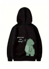 Sevgililer Günü Baskılı Oversize Kapüşonlu Sweatshirt Hoodie - Siyah
