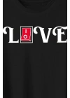 Sevgililer Günü İçin Özel Tasarım Love Baskılı T-shirt - Siyah -