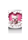 Sevimli Fransız Bulldog ve Pembe Kalpler Temalı Tasarım - Baskılı kahve kupası