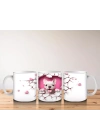 Sevimli Fransız Bulldog ve Pembe Kalpler Temalı Tasarım - Baskılı kahve kupası