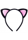 Sevimli Kedi Kulak Pofuduk Kedi Taç Siyah İçi Pembe Renk 17x15 Cm