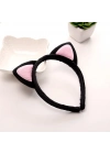 Sevimli Kedi Kulak Pofuduk Kedi Taç Siyah İçi Pembe Renk 17x15 Cm