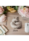 Sevimli Tavşan Çizimli Mousepad – Karakalem Etkili - 19x23 cm 2 mm Dikdörtgen İthal Baskılı Mouse Pad