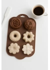 Silikon Kek ve Çikolata Kalıbı 6’lı Krem Renk Pasta Tatlı Muffin Kalıbı