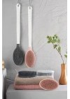®  Silikon Masajlı Uzun Saplı Vücut Masaj Fırçası Banyo Sırt Kesesi Saplı Yumuşak Fırça