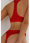 Kadın Kırmızı Desteksiz Seamless Tangalı İç Çamaşır Takımı