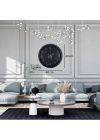Siyah 40 Cm Mermer Desenli Metal Duvar Saati