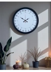 ® Siyah 40 Cm Metal 24 Saat Göstergeli Özel Tasarım Duvar Saati
